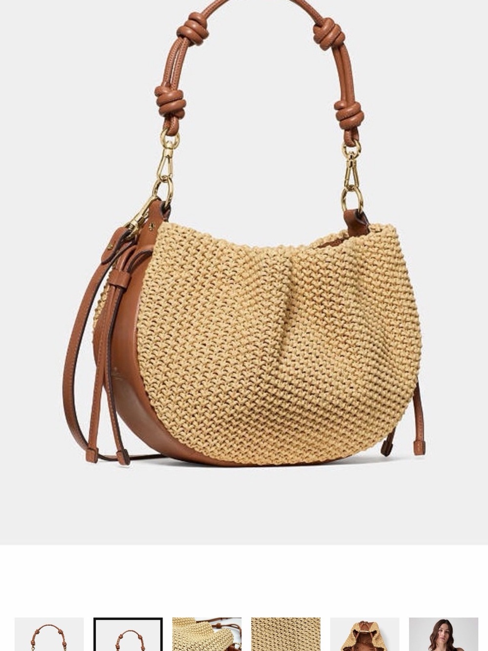 kate spade Natural Straw Hobo with Brown Leather Trim - Picture 2 of 2